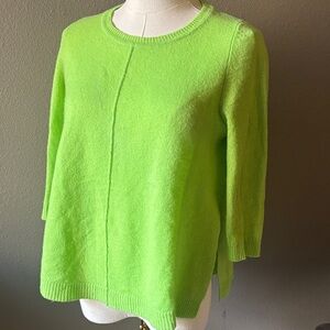 100% Cashmere Lime Green Short Sleeve Sweater Size S 360 Sweater